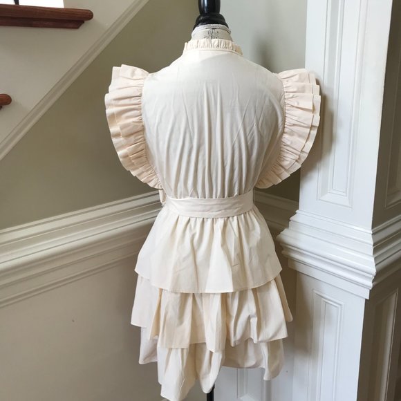 Marie Oliver Emery Mini Dress Womens Small Macadamia Cream VNeck Flutter Sleeve - Picture 12 of 13